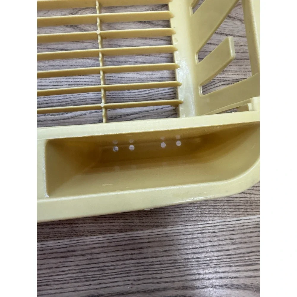 Vintage Rubbermaid Twin Sink Dish Drainer Drying Rack No. 6049 Almond Yellow